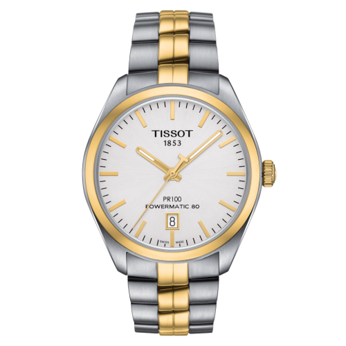 Tissot PR 100 Powermatic 80 39 Stainless Steel / Yellow Gold PVD / Silver / Bracelet